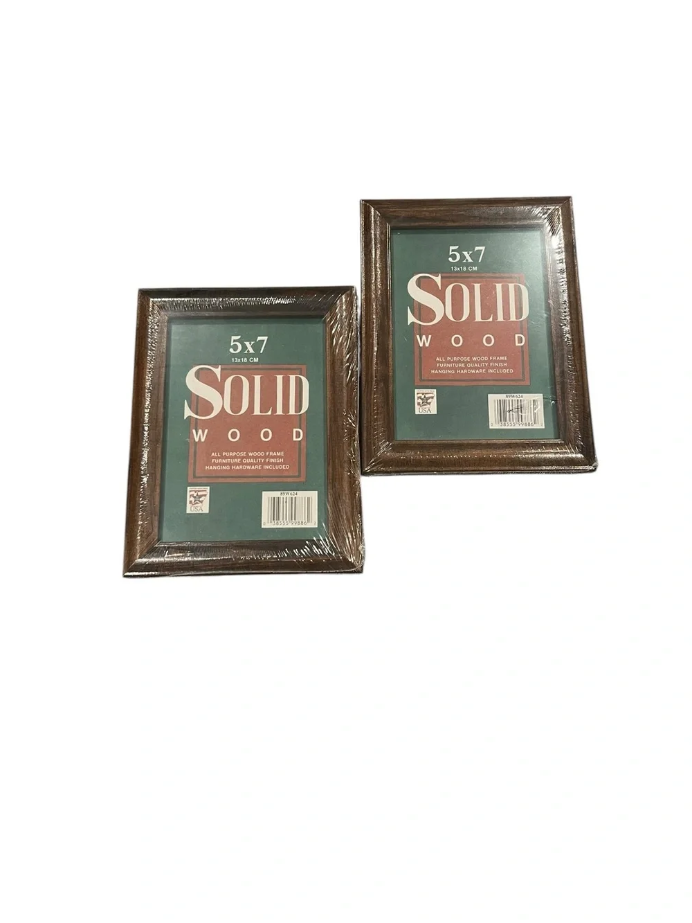 Vintage Solid Wood Photo Frame All Purpose Dark Wood 5”x7” Wall Mount Lot of 2